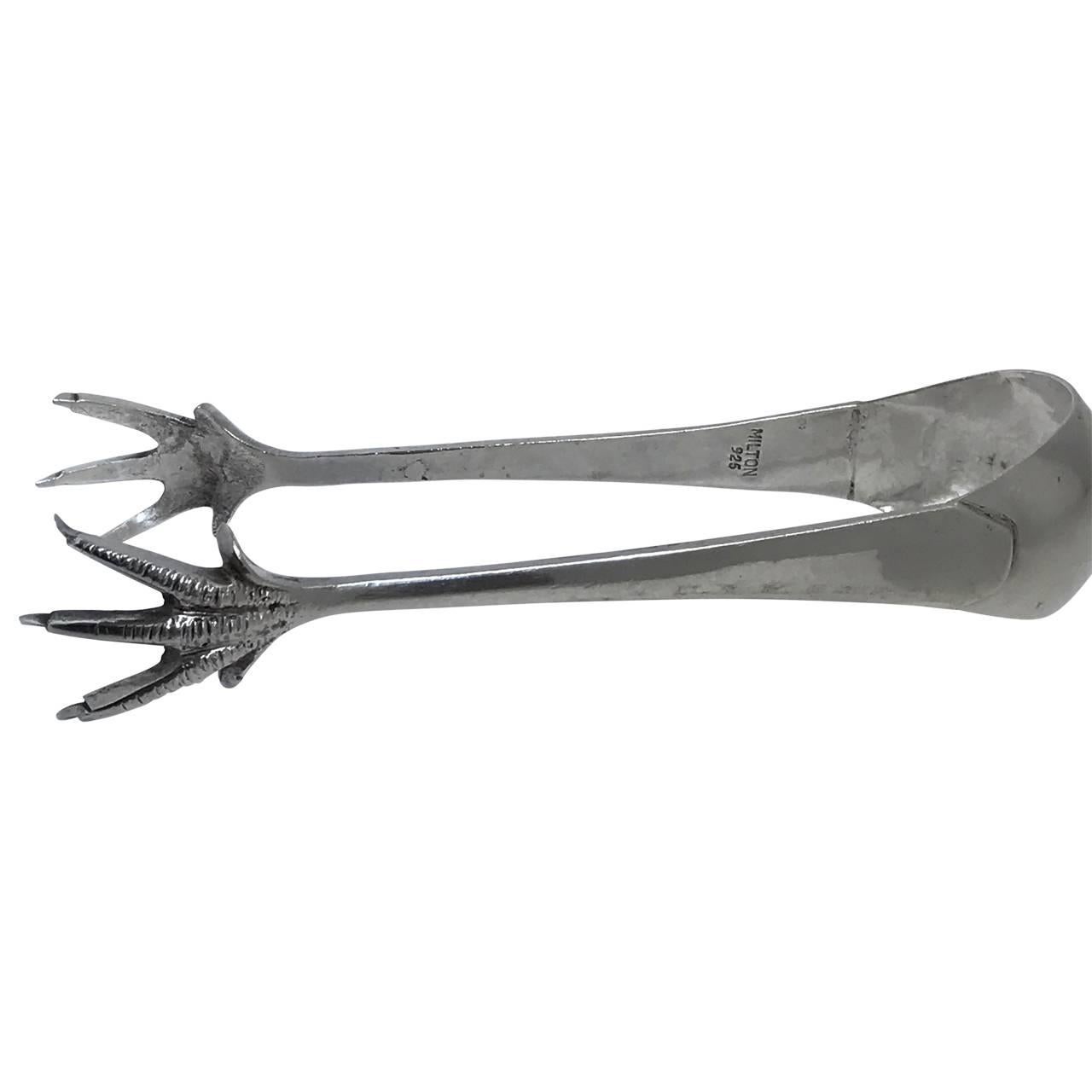 20th Century Sterling Silver Ice Tongs with Claws