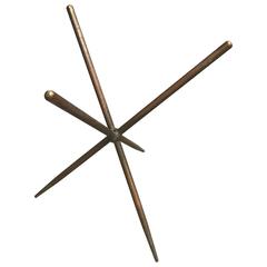 Round Bronze and Marble-Top Cafe Table