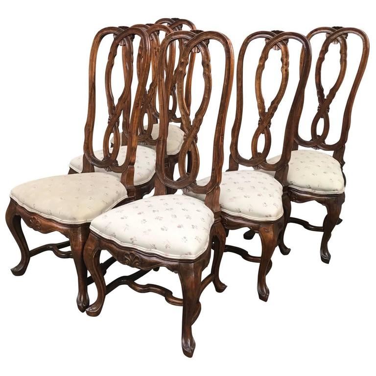 Set of Six Rococo Style Chairs For Sale at 1stdibs