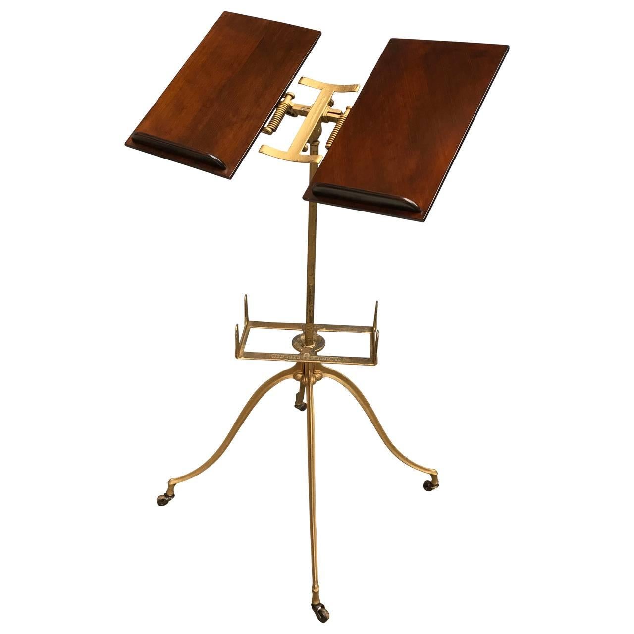 Early 20th Century Gilded Metal And Wood Music Stand