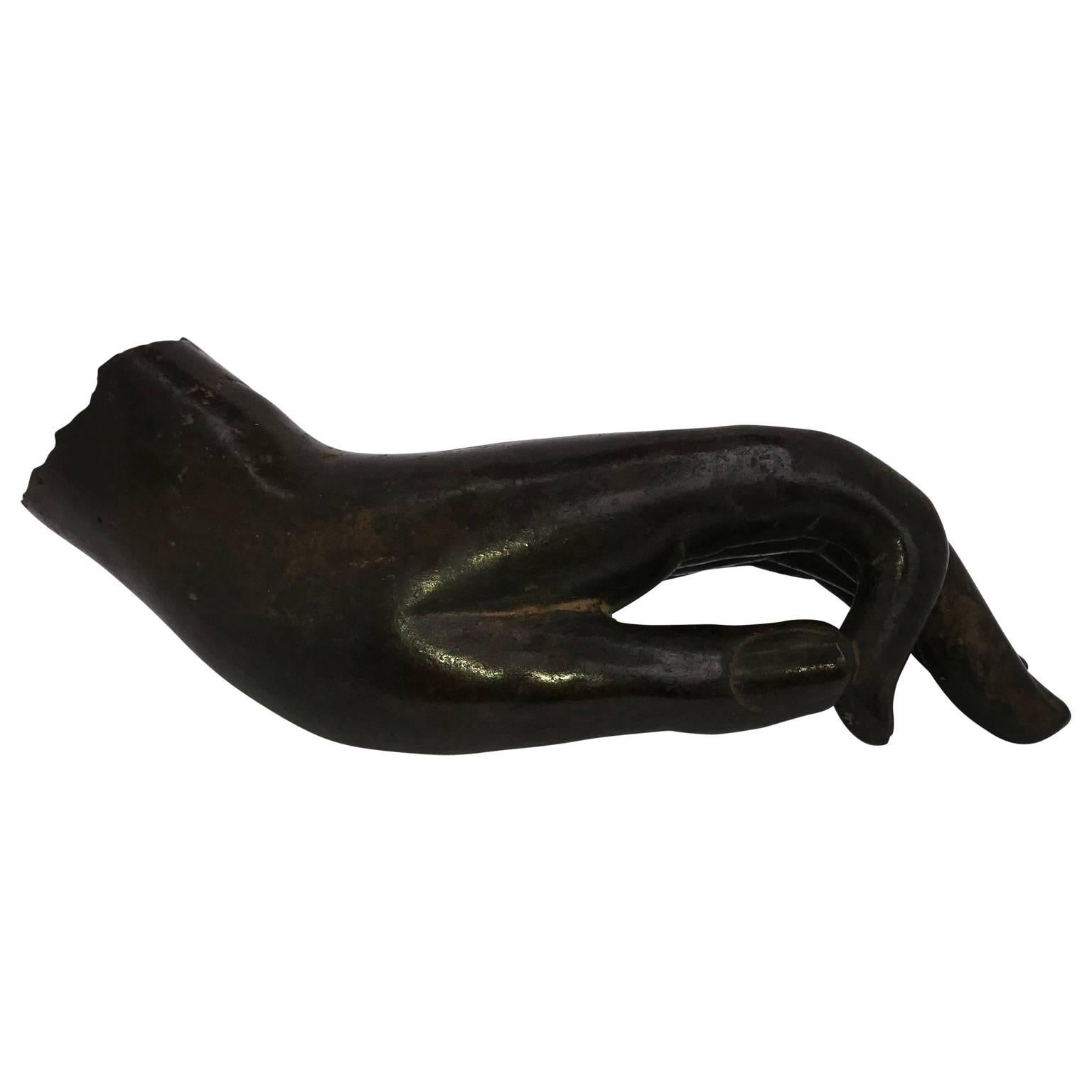 Large bronze buddha hand sculpture fragment