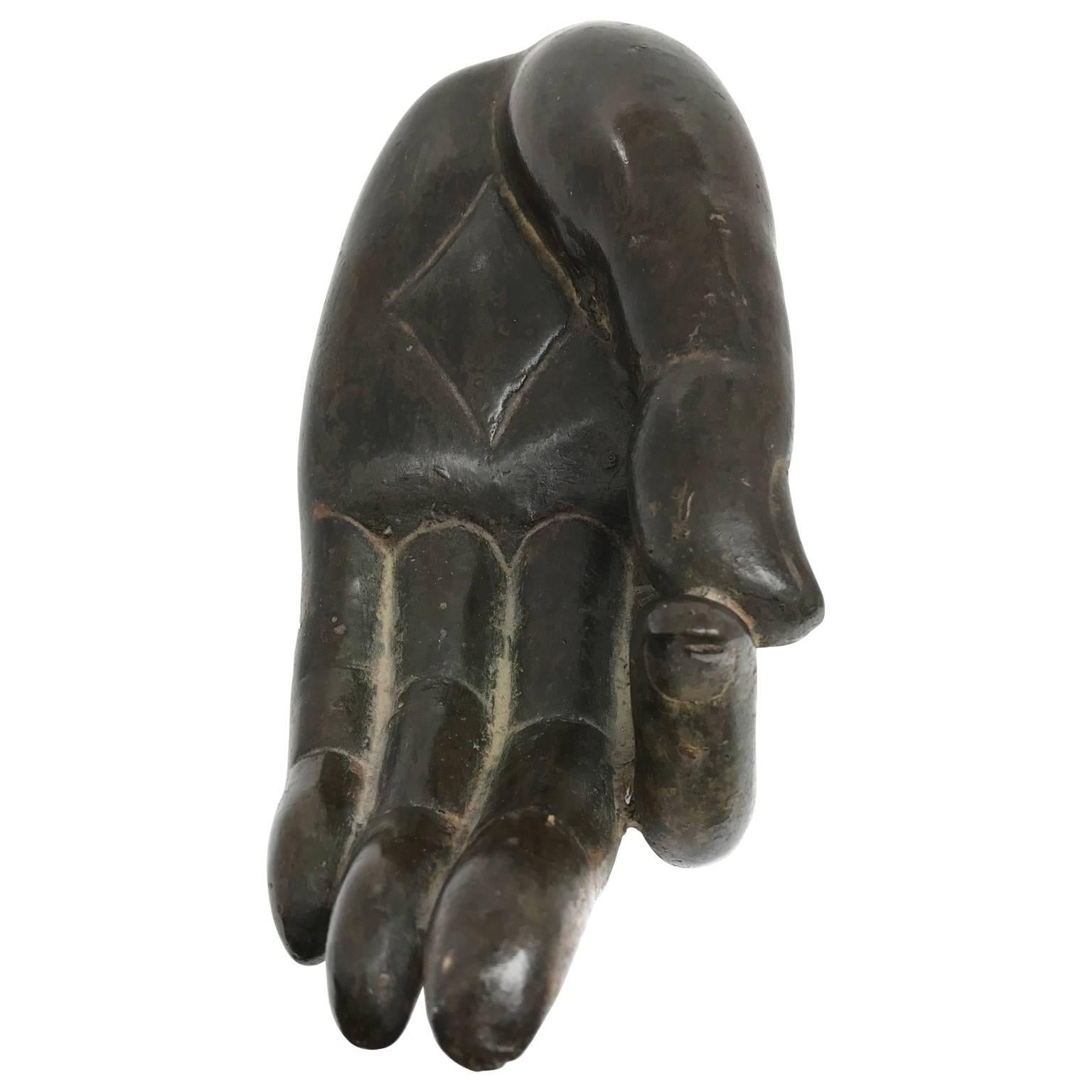 Chinese Large Bronze Buddha Hand Sculpture Fragment