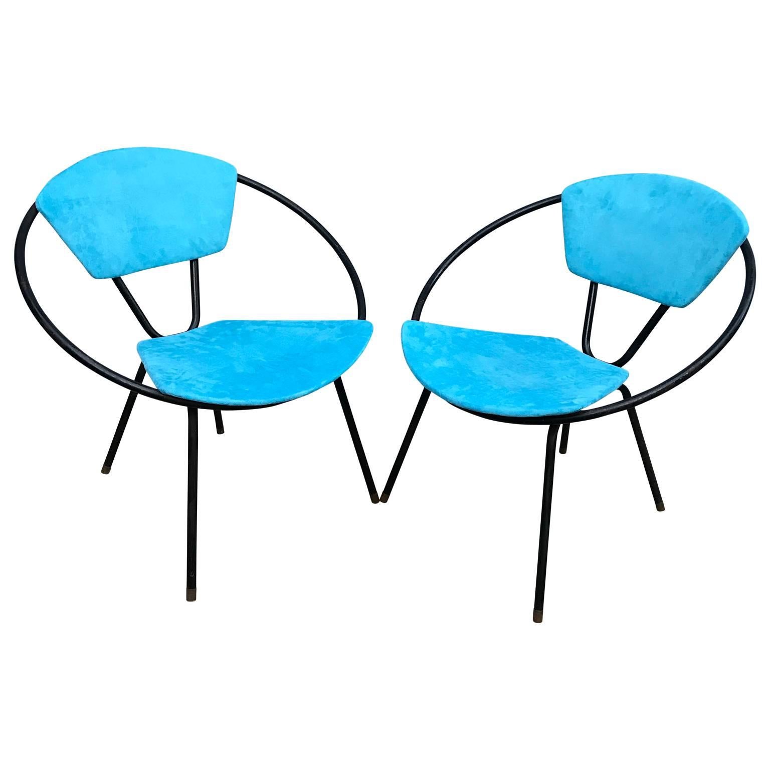 Mid-Century Modern Pair of Salterini Hoop Lounge Chairs