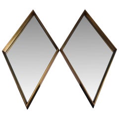 Pair Of Mid-Century Modern Diamond Shaped Mirrors