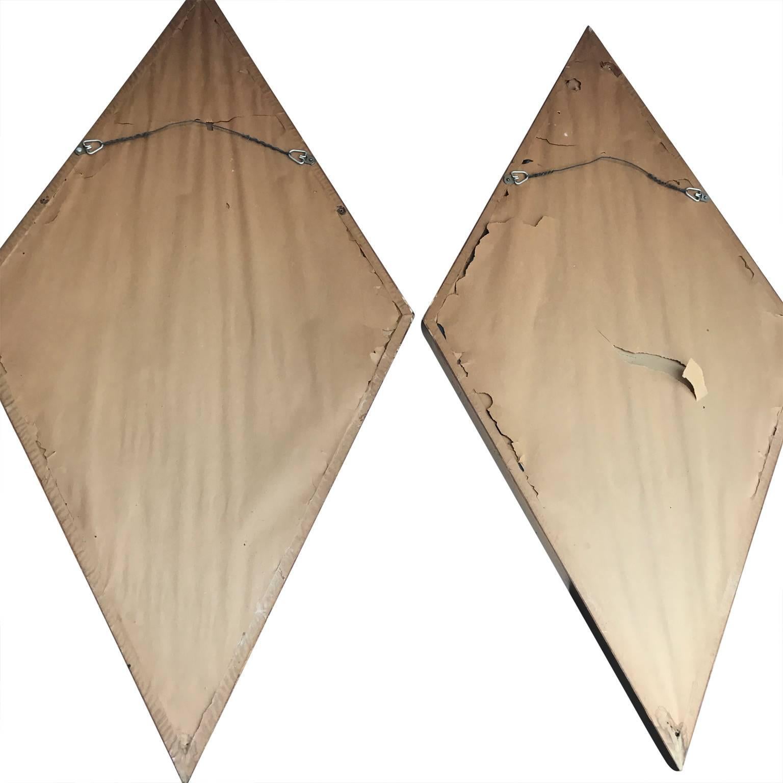 Pair Of Mid-Century Modern Diamond Shaped Mirrors 1