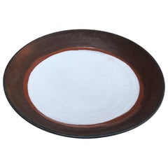 Large Mid-Century Modern Glazed Stoneware Charger Plate