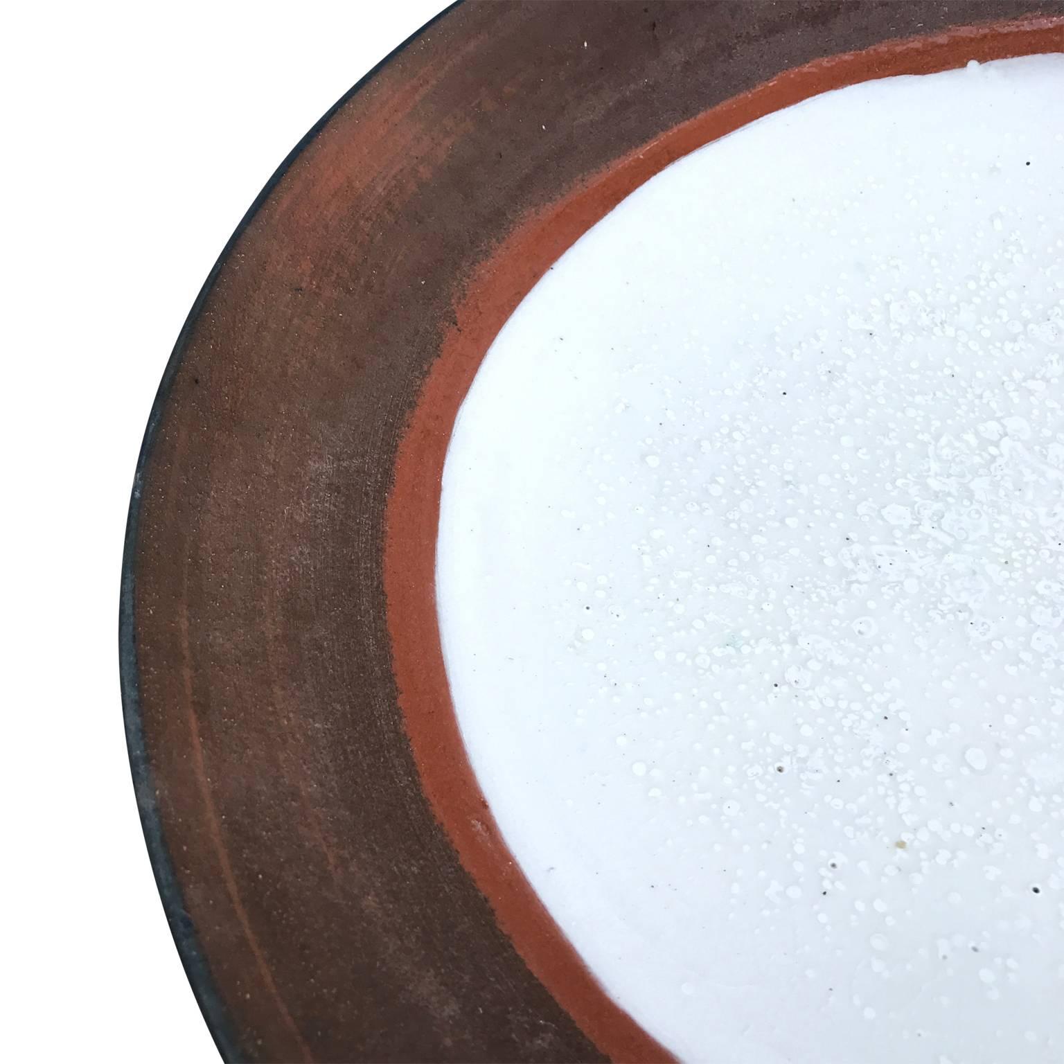 American Large Mid-Century Modern Glazed Stoneware Charger Plate For Sale