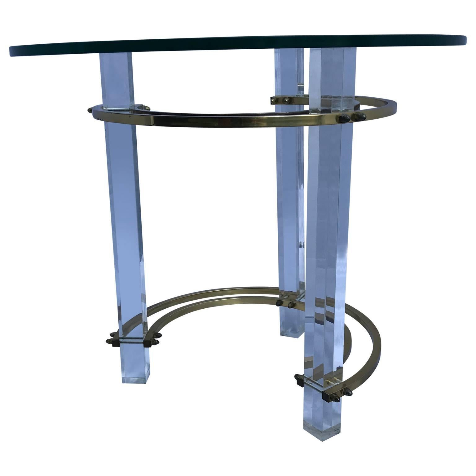 Mid-Century Modern Mid-Century Charles Hollis Jones Brass and Lucite End Tables by Furnishme Inc