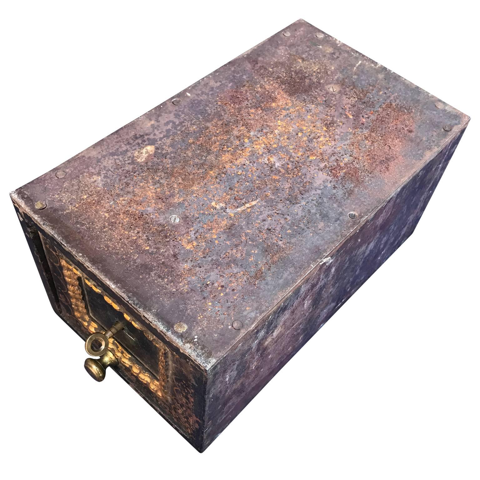 Hand-Painted 19th Century Italian Antique Safe Box