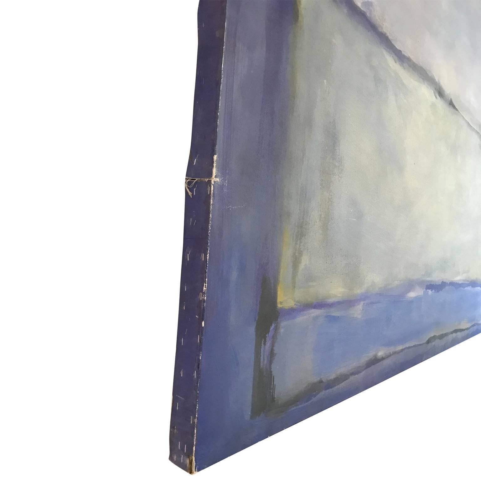 Modern Large Blue Rothko-Style Wall Painting For Sale