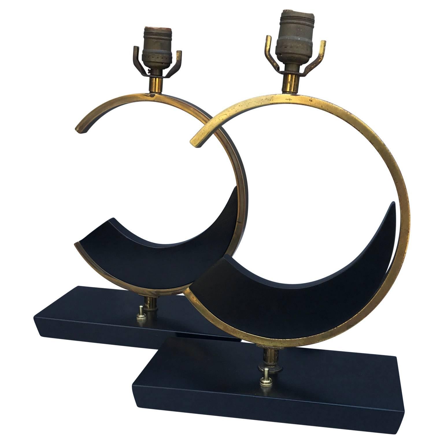 20th Century Pair of Mid-Century Modern C-Shaped Table Lamps