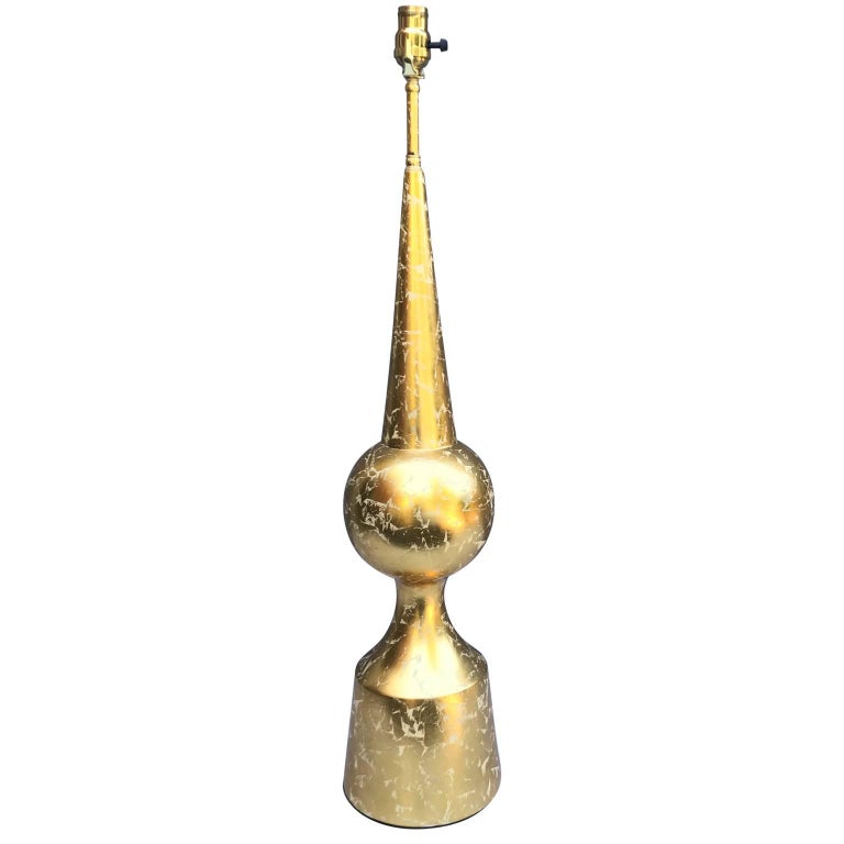 Tall Gold-Leaf Decorated Cone-Shaped Table Lamp For Sale ...
