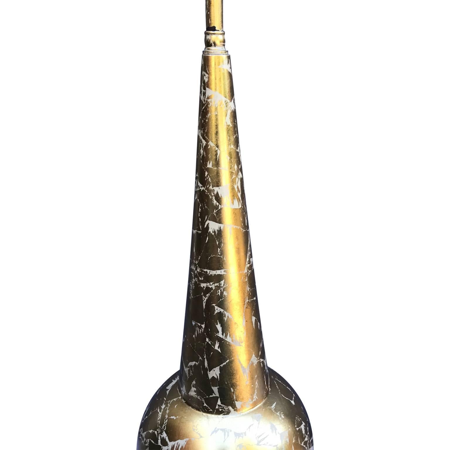 American Tall Gold-Leaf Decorated Cone-Shaped Table Lamp For Sale