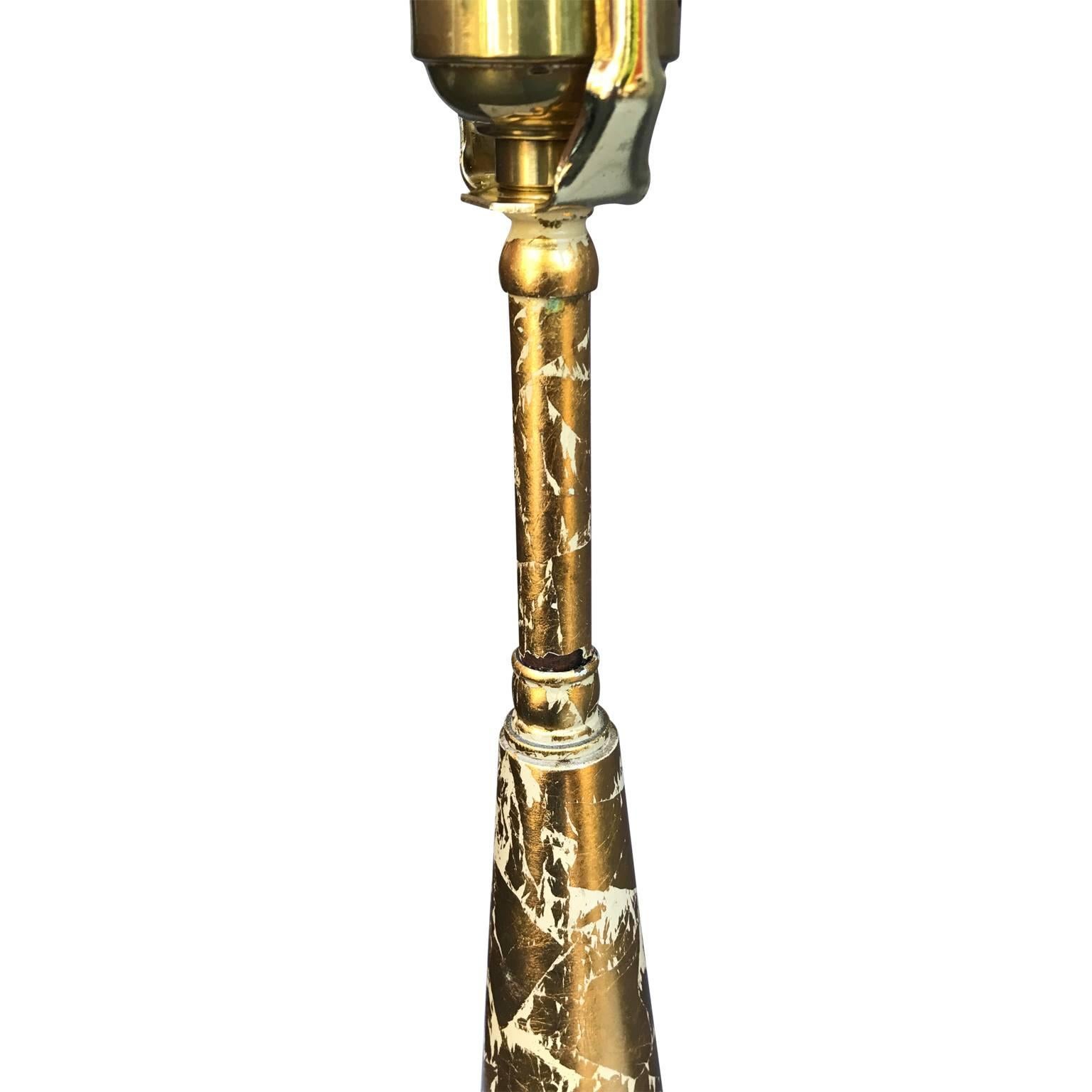 Tall Gold-Leaf Decorated Cone-Shaped Table Lamp For Sale 1