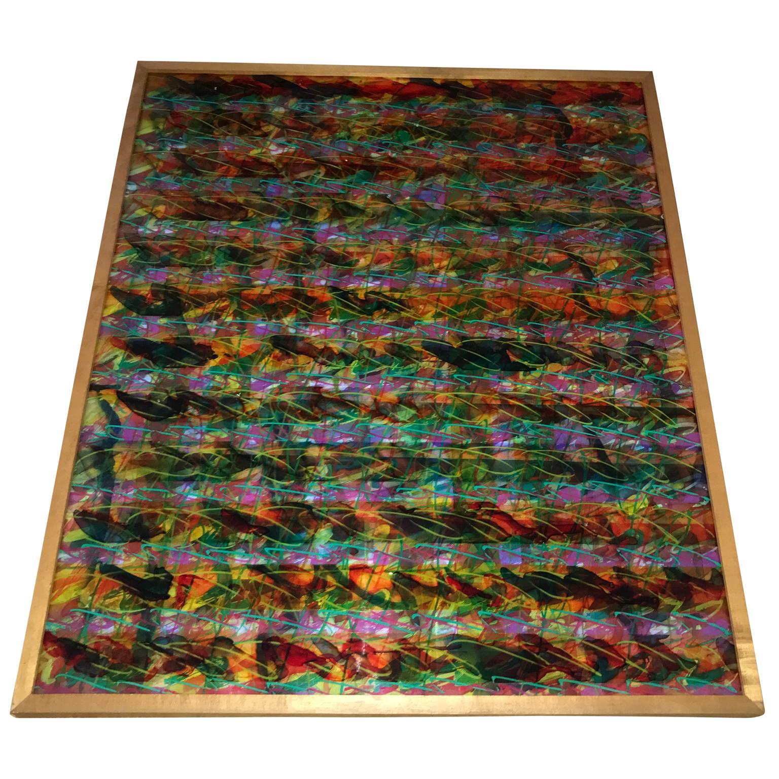 Italian Abstract Layered Glass Painting