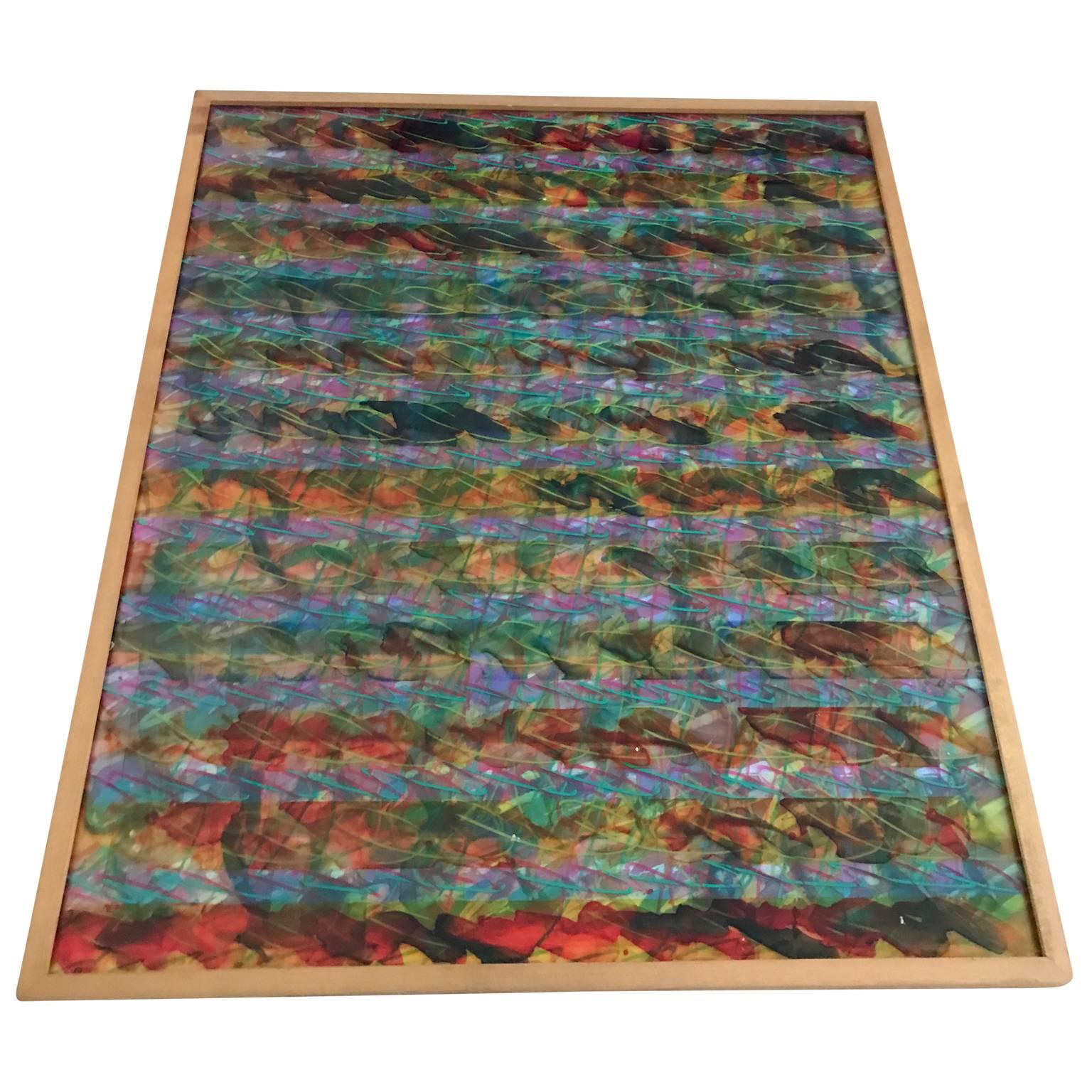 Hand-Painted Abstract Layered Glass Painting
