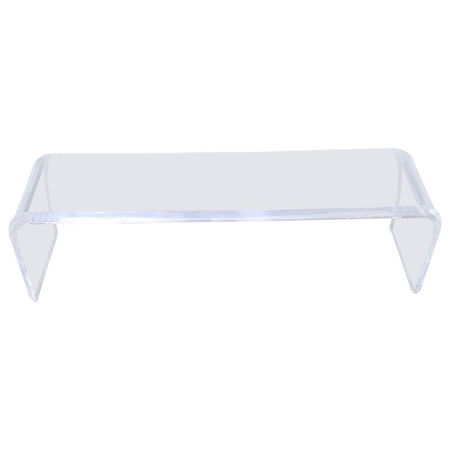 Large Mid-Century Modern Hollis Style Lucite Waterfall Bench In Good Condition In Haddonfield, NJ