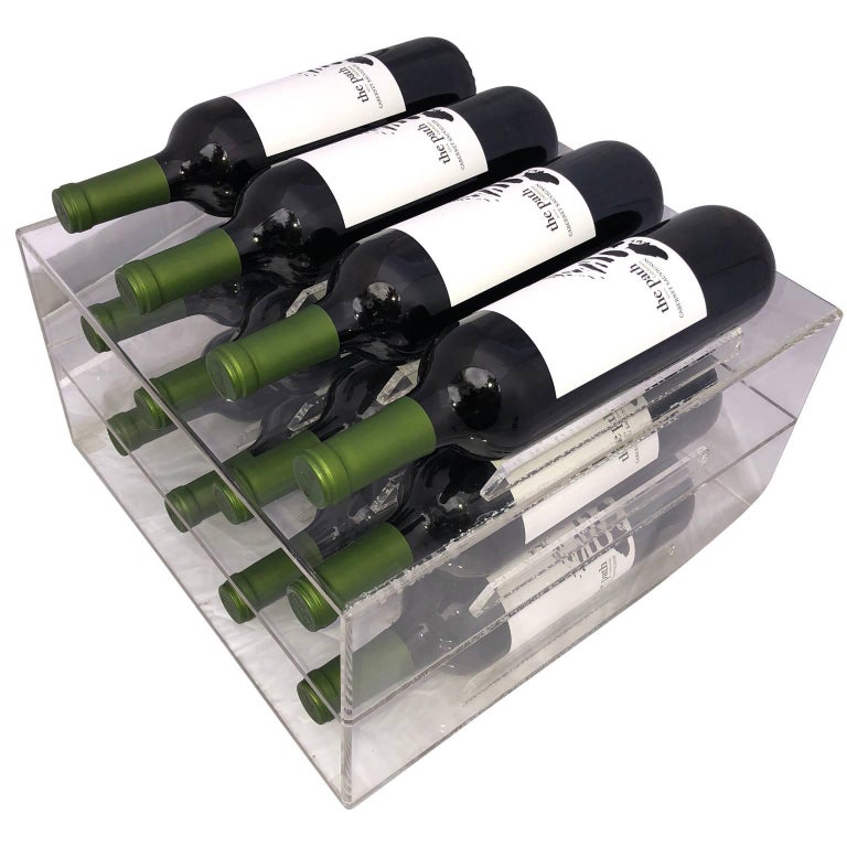 MidCentury Lucite 8 Bottle Wine Rack For Sale at 1stdibs