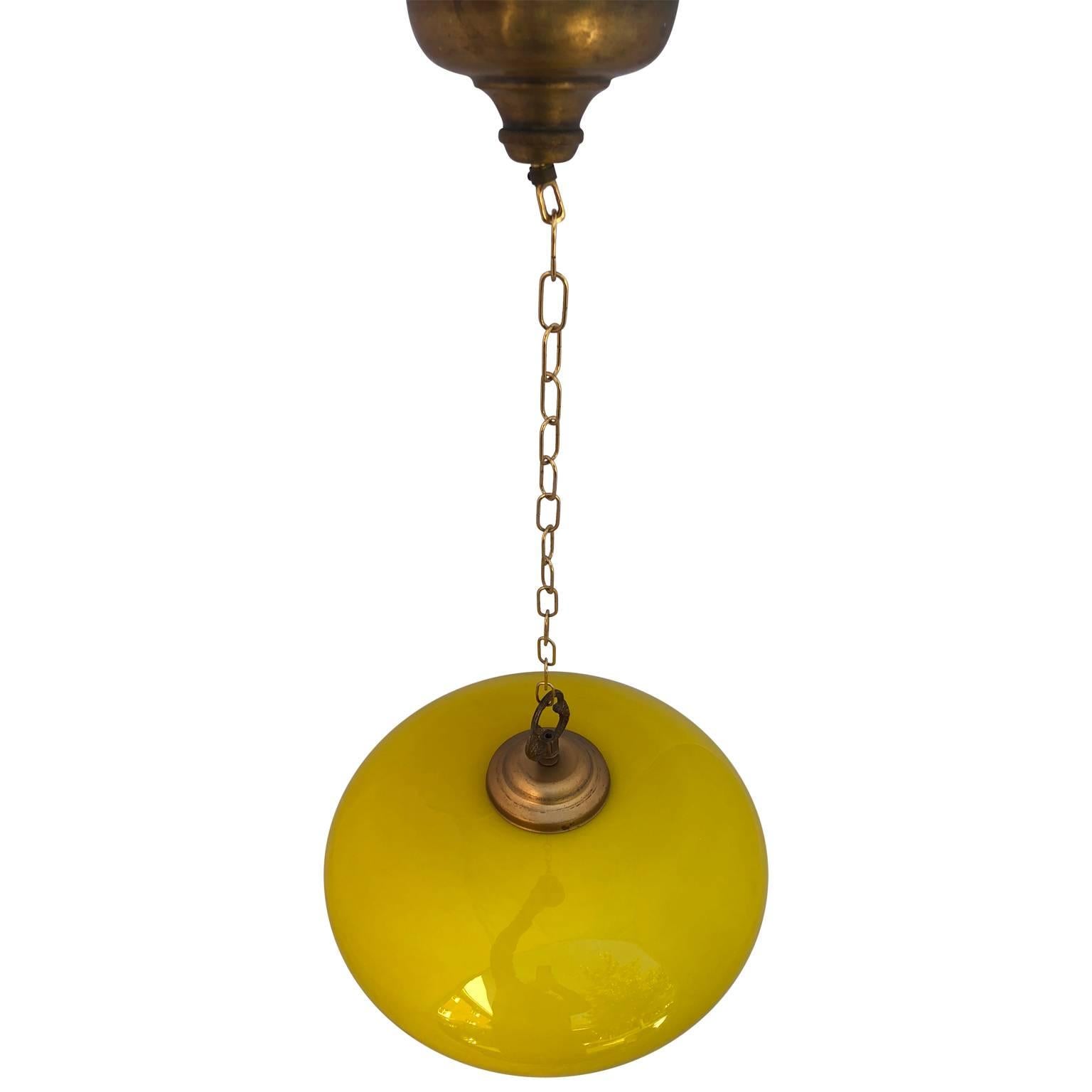 Colgante Vintage Italian Glass Amarillo Brillante Hecho a mano en venta
