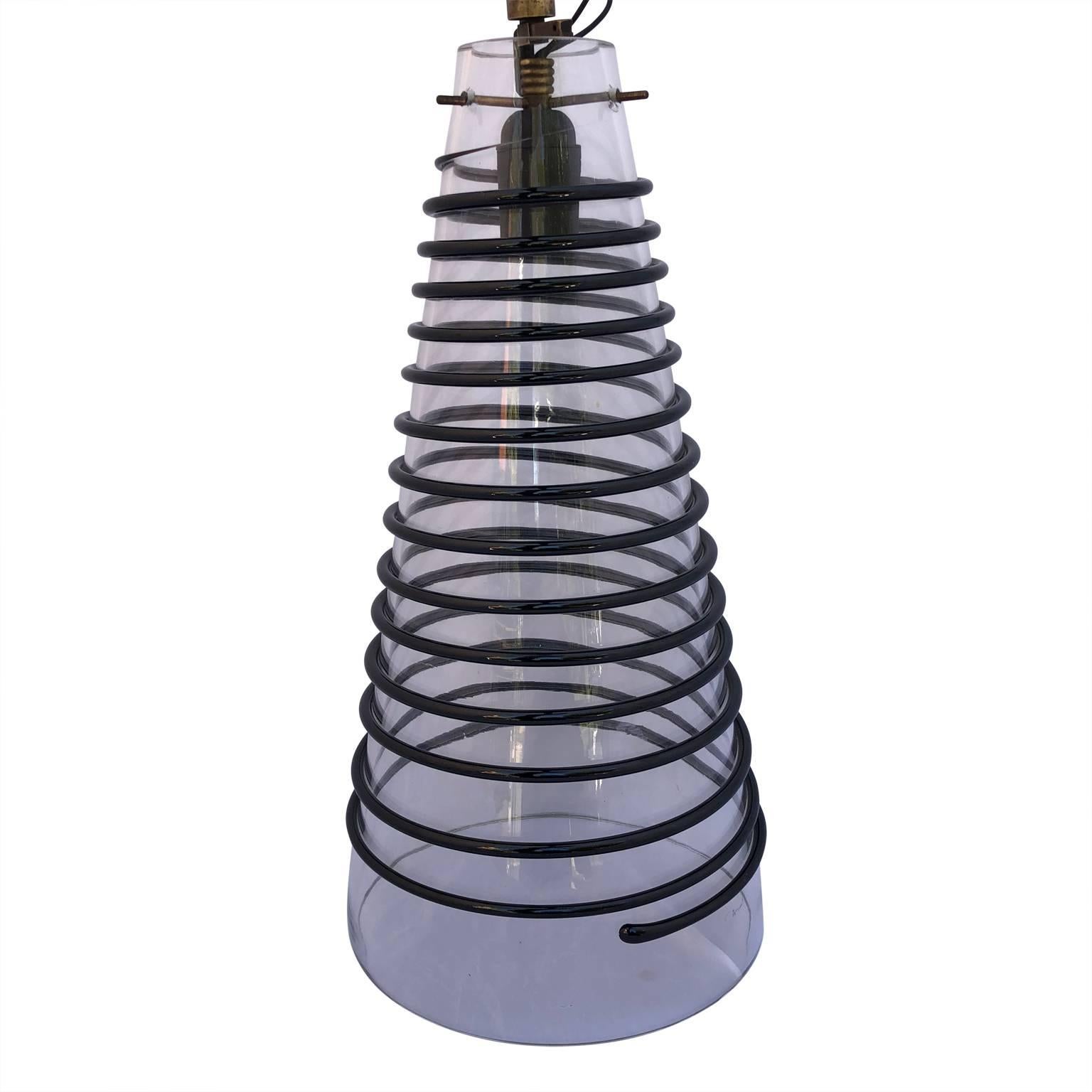 Vintage Italian cone-shaped glass pendant

UL rewiring, canopy and chain of choice will be applied after point of purchase at no extra charge.