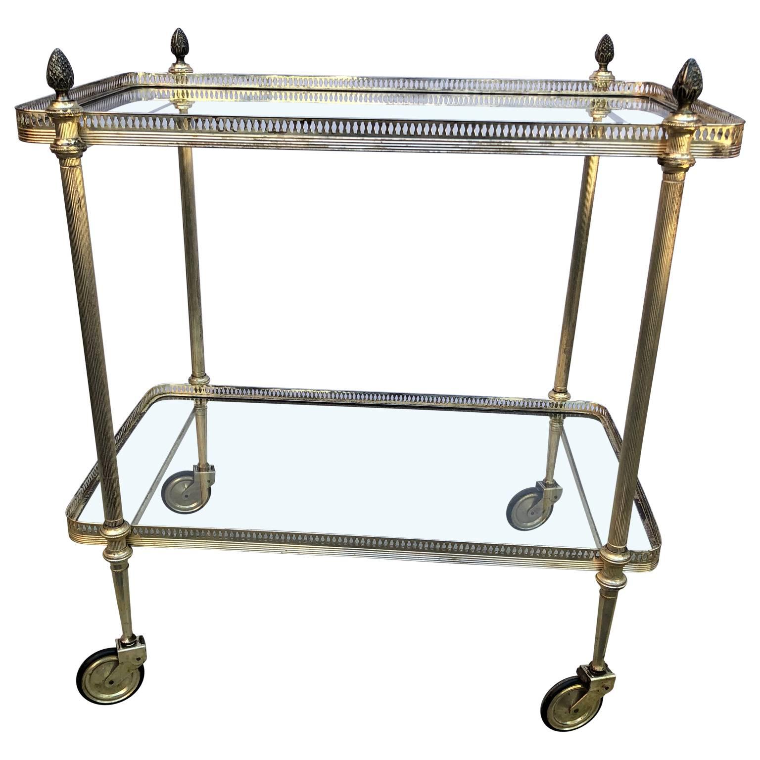 Vintage Italian Silvered Two-Tier Bar Cart