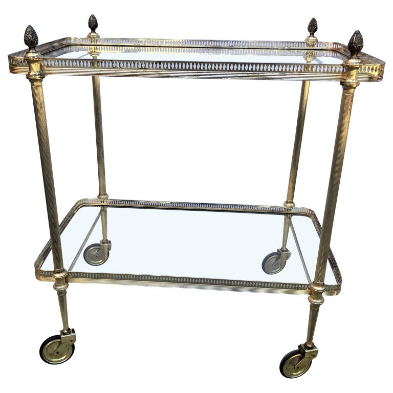 Vintage Italian Silvered TwoTier Bar Cart at 1stDibs