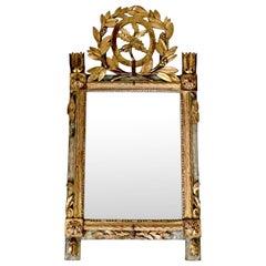 French 18th Century Carved and Giltwood Mirror Acorn and Oak-Leaf