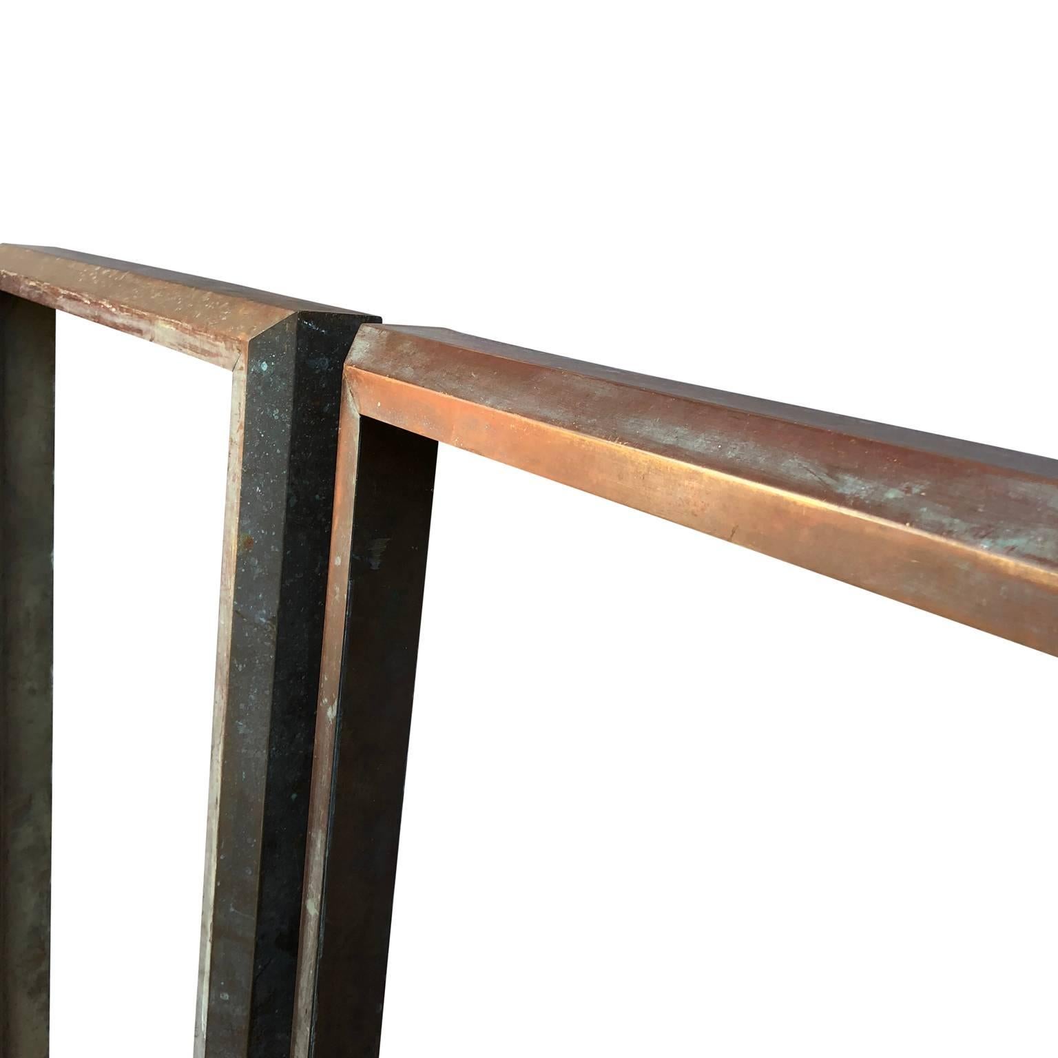 American Two Large Full Length Brass Framed Mirrors