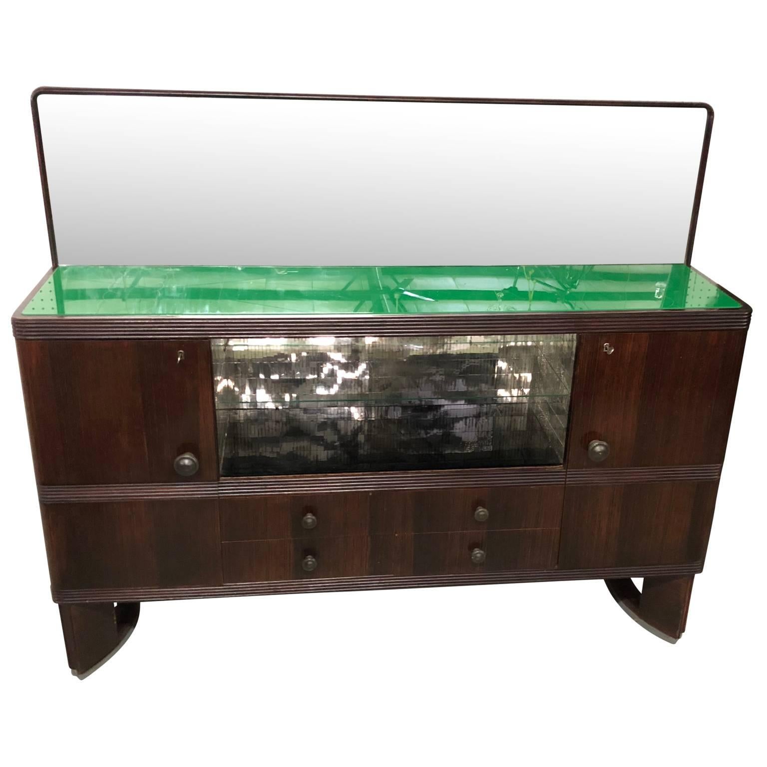 Vintage Italian Art Deco Sideboard with Dry Bar, 1930s In Good Condition In Haddonfield, NJ
