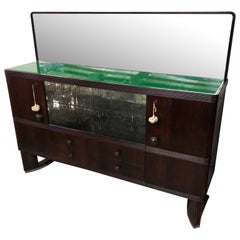 Antique Italian Art Deco Sideboard with Dry Bar, 1930s