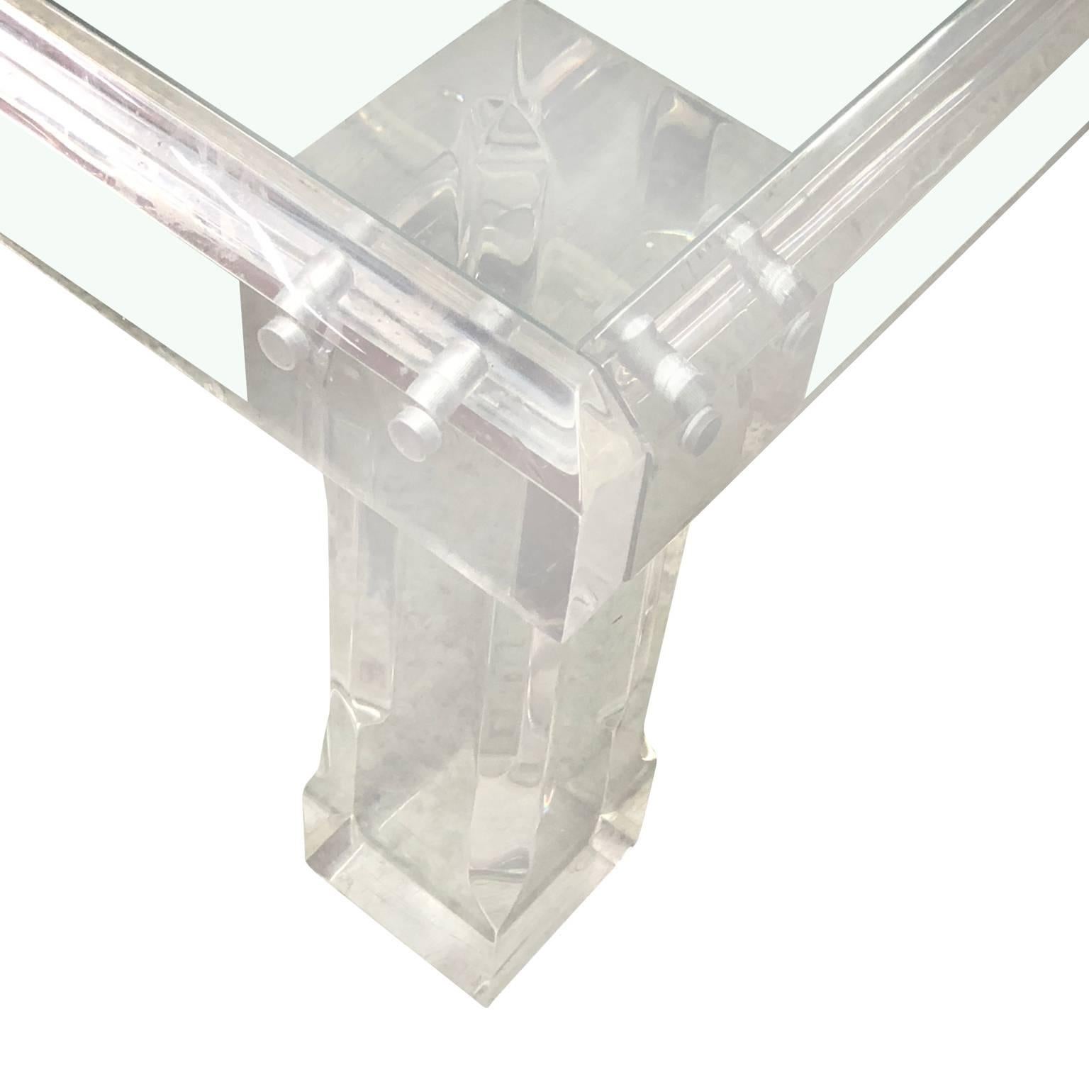 20th Century Large Square Lucite Cocktail Table