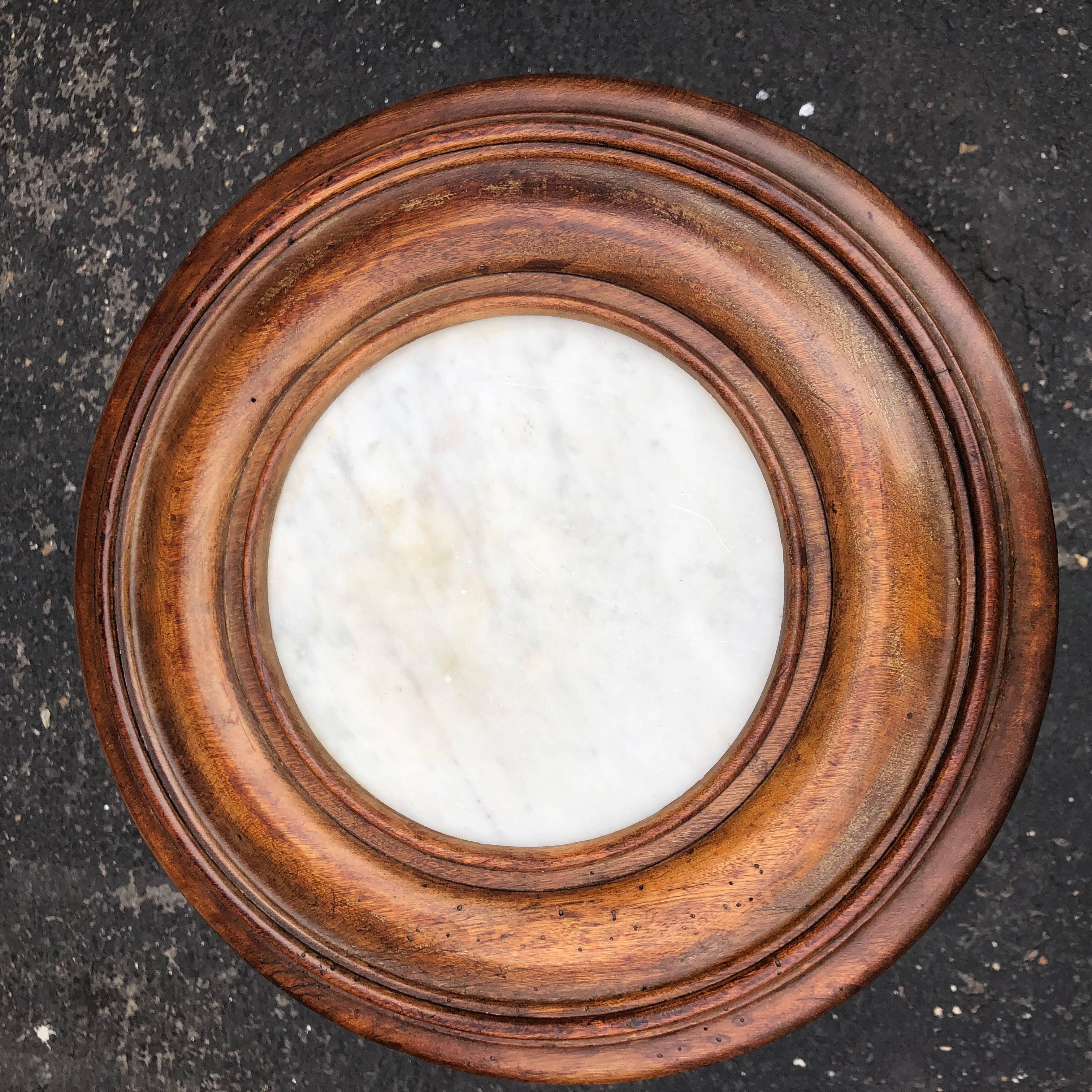 French 19th Century Fluted Wood And Marble Top Pedestal Cabinet 6