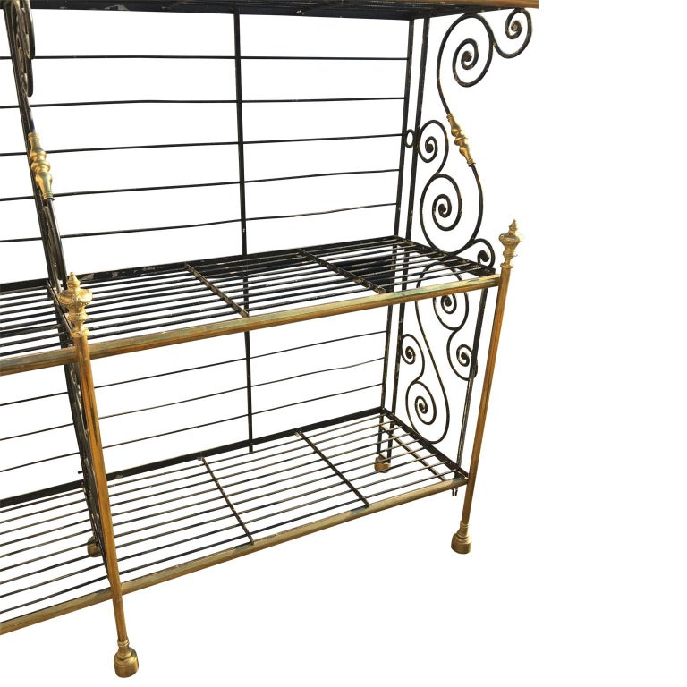 Large French 19th Century Bakers Rack Wrought Iron and Brass at 1stDibs