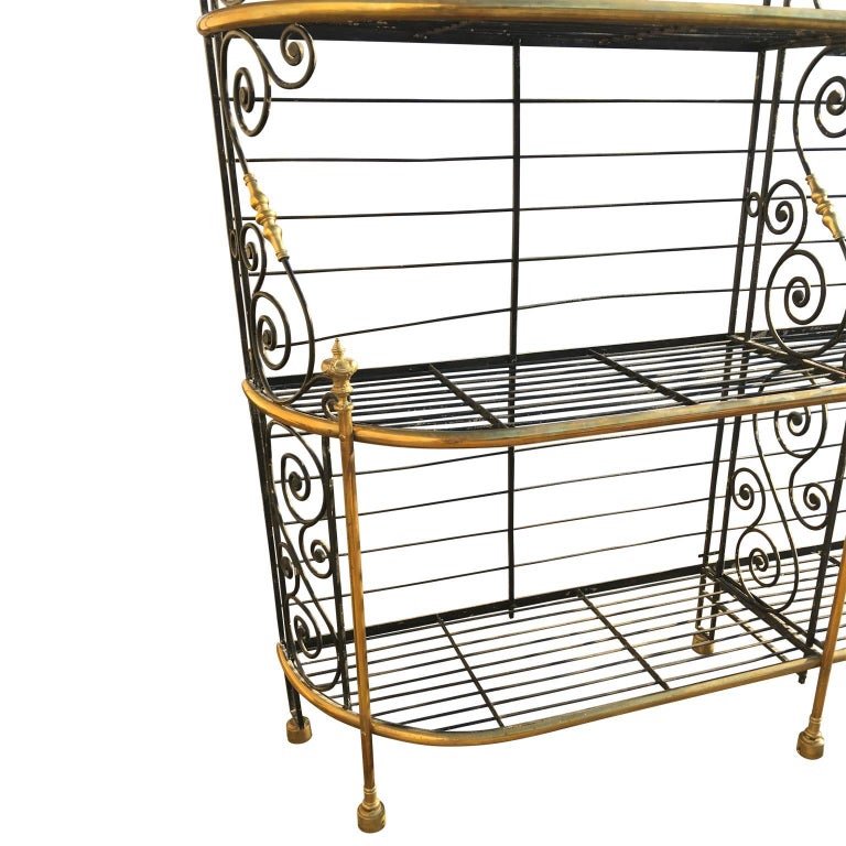 Large French 19th Century Bakers Rack Wrought Iron and Brass at 1stDibs wrought iron bakers rack