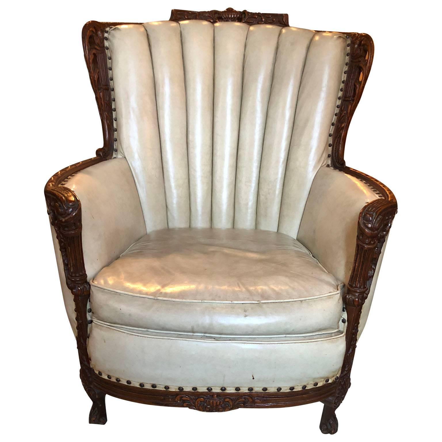 Belle Époque Suit of Gimbel Brothers Lounge Furniture: Sofa, Wingback and Club Chairs