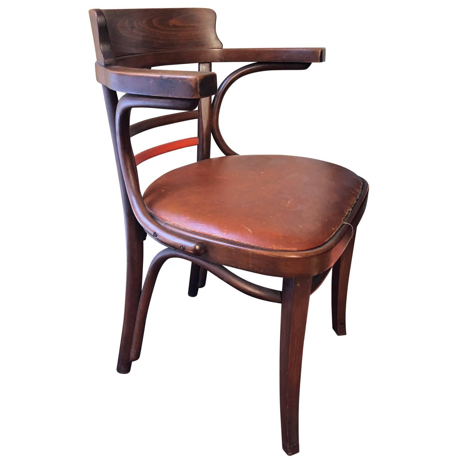 Lacquered Early Thonet Style Bentwood Desk Chair by Jacob & Josef Kohn Mundus