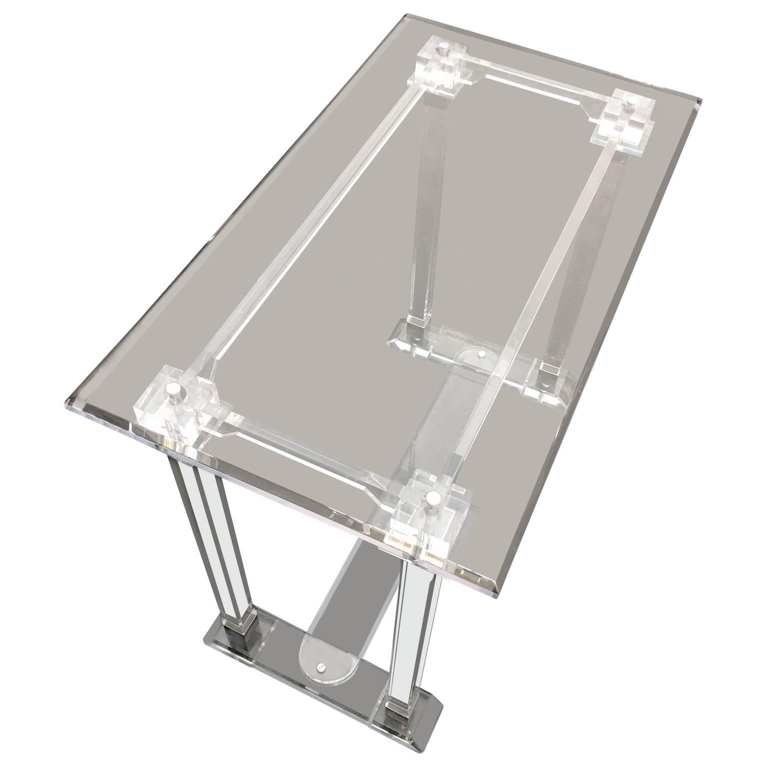 American Tall Lucite Mid-Century Modern Table Console For Sale