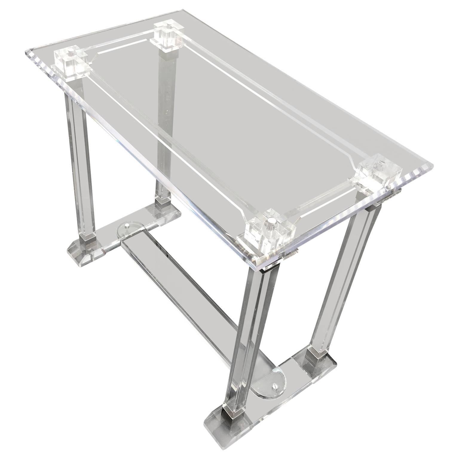 American Tall Lucite Mid-Century Modern Tablr Console For Sale