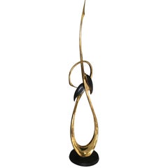 Tall Brass Entwined Cranes Sculpture by Boris Lovet Lorski