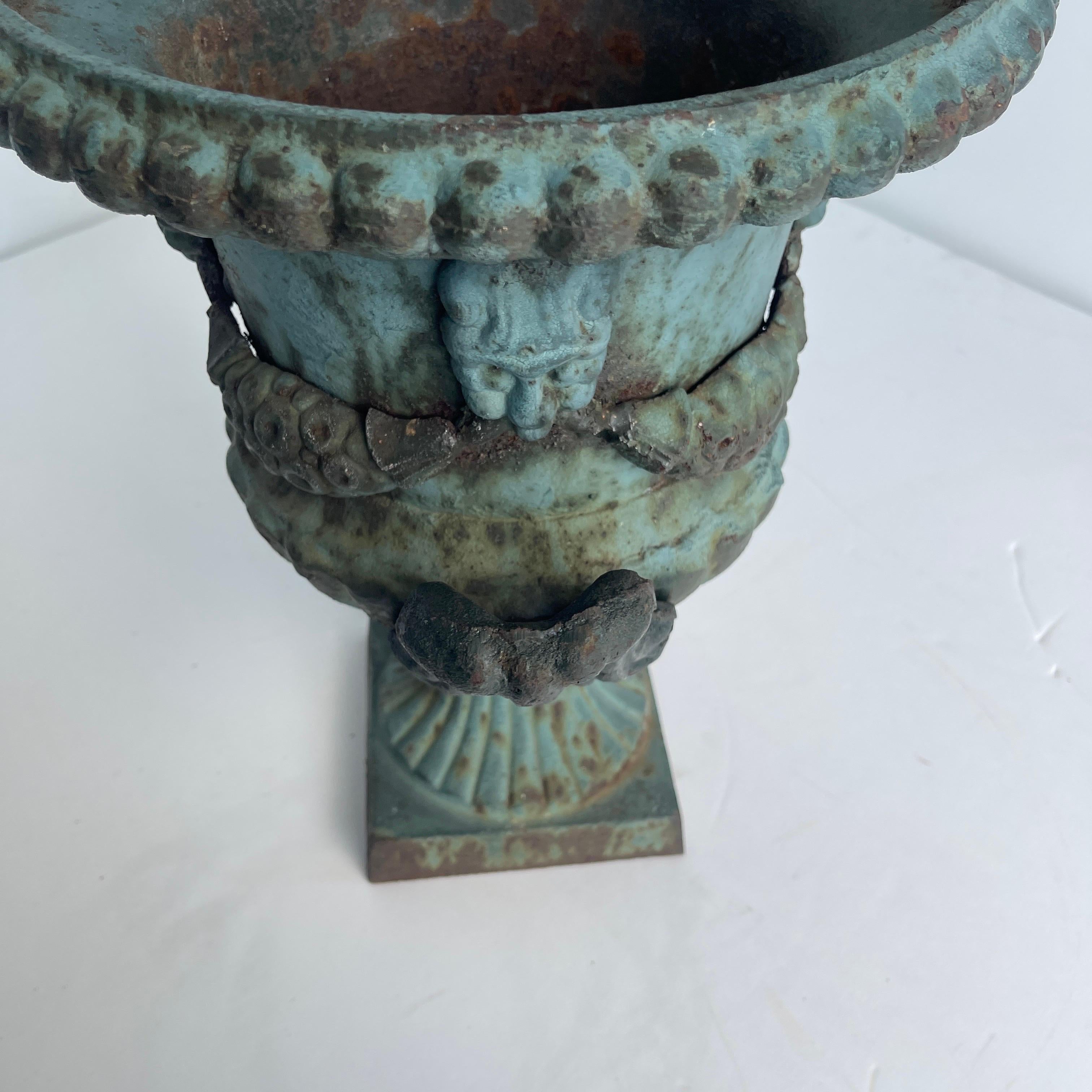 French Cast Iron Painted Garden Urn Planter 3