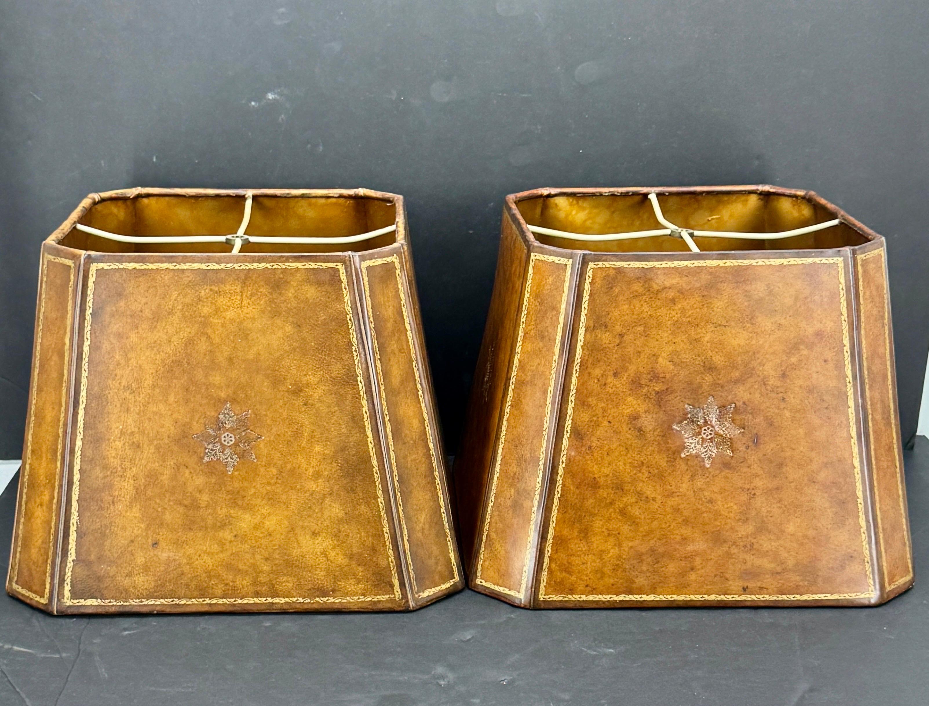 Hand-Crafted Pair of Maitland Smith Library Leather Book Table Lamps