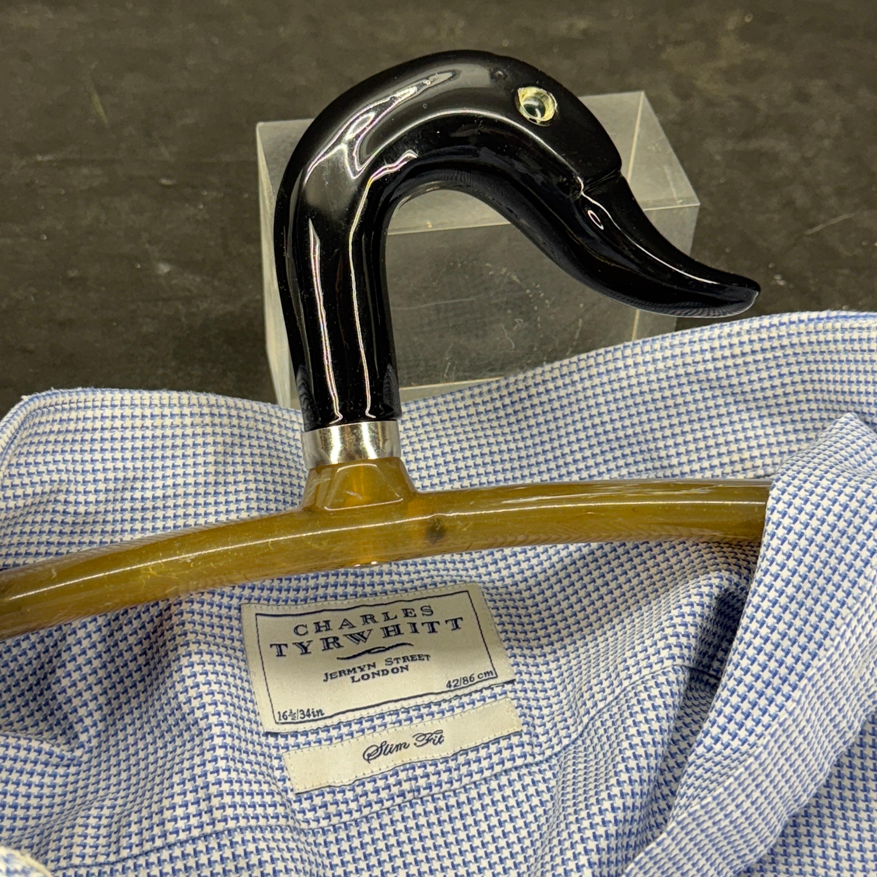 Hand-Crafted Italian Lucite Clothes Hanger Featuring a Duck For Sale