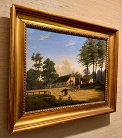 Danish Early 19th Century Oil Painting Of A Farm House