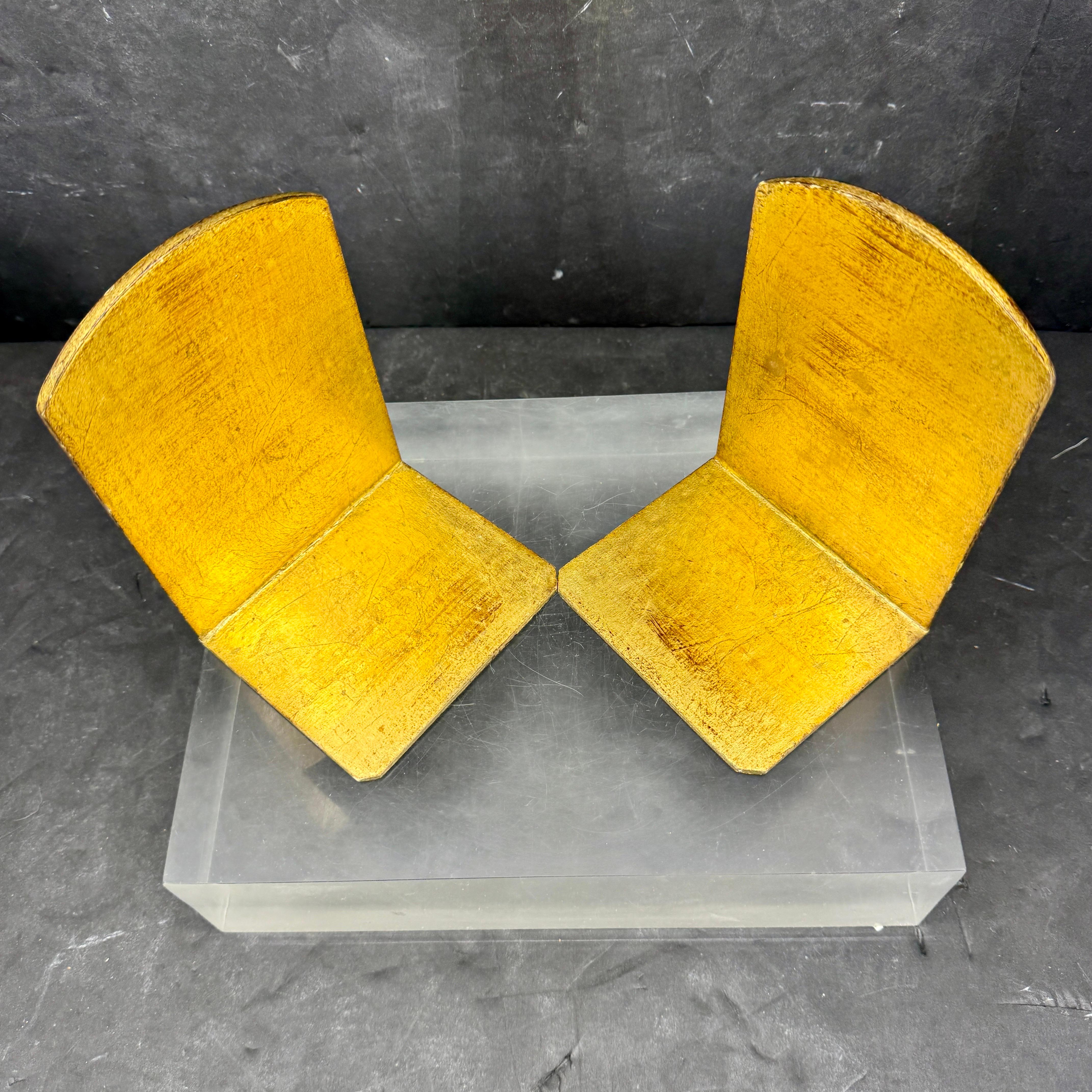 Pair of Italian Florentine Gold Gilt Wood Bookends Mid-Century Modern For Sale 4