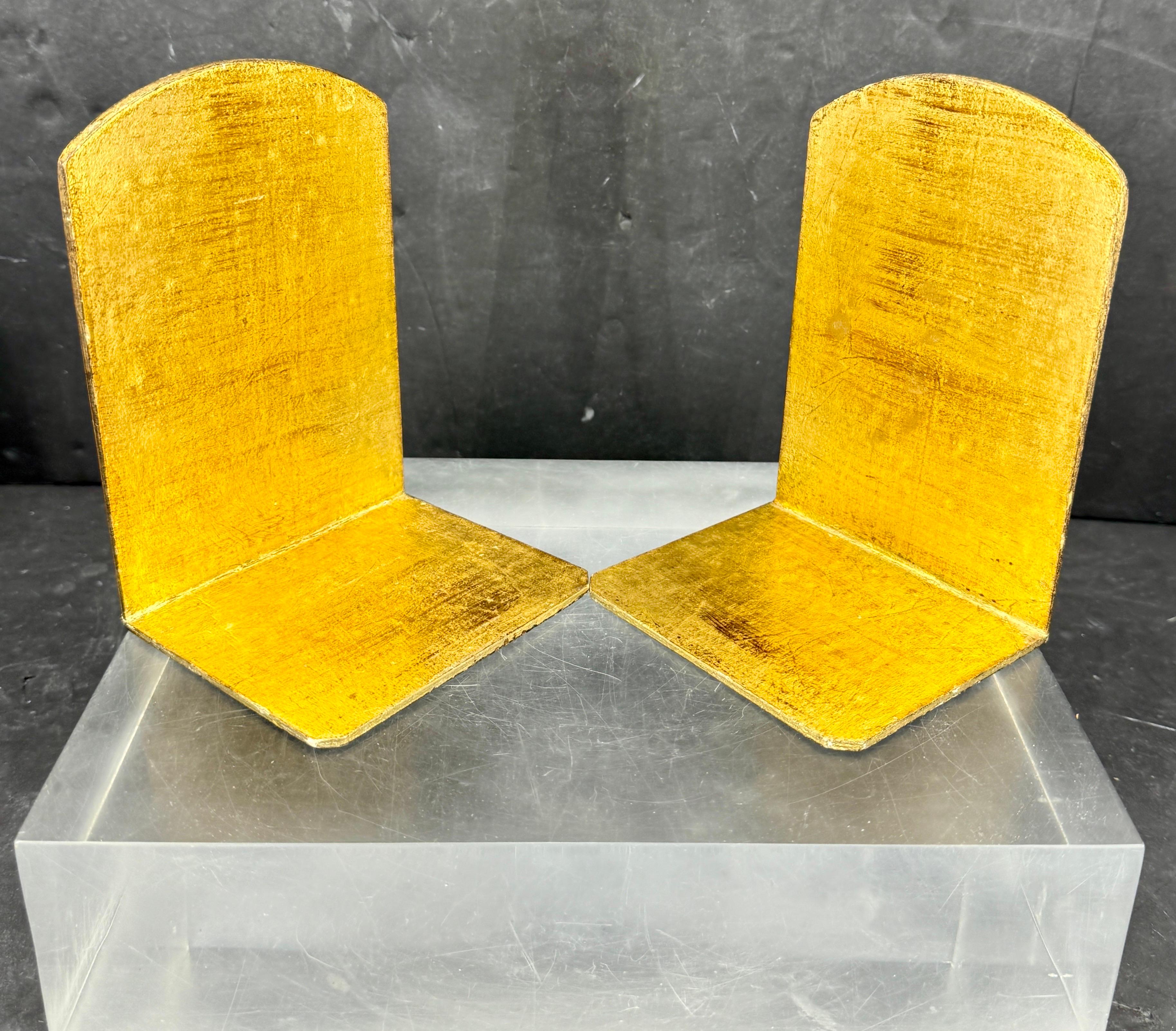 Pair of Italian Florentine Gold Gilt Wood Bookends Mid-Century Modern For Sale 6