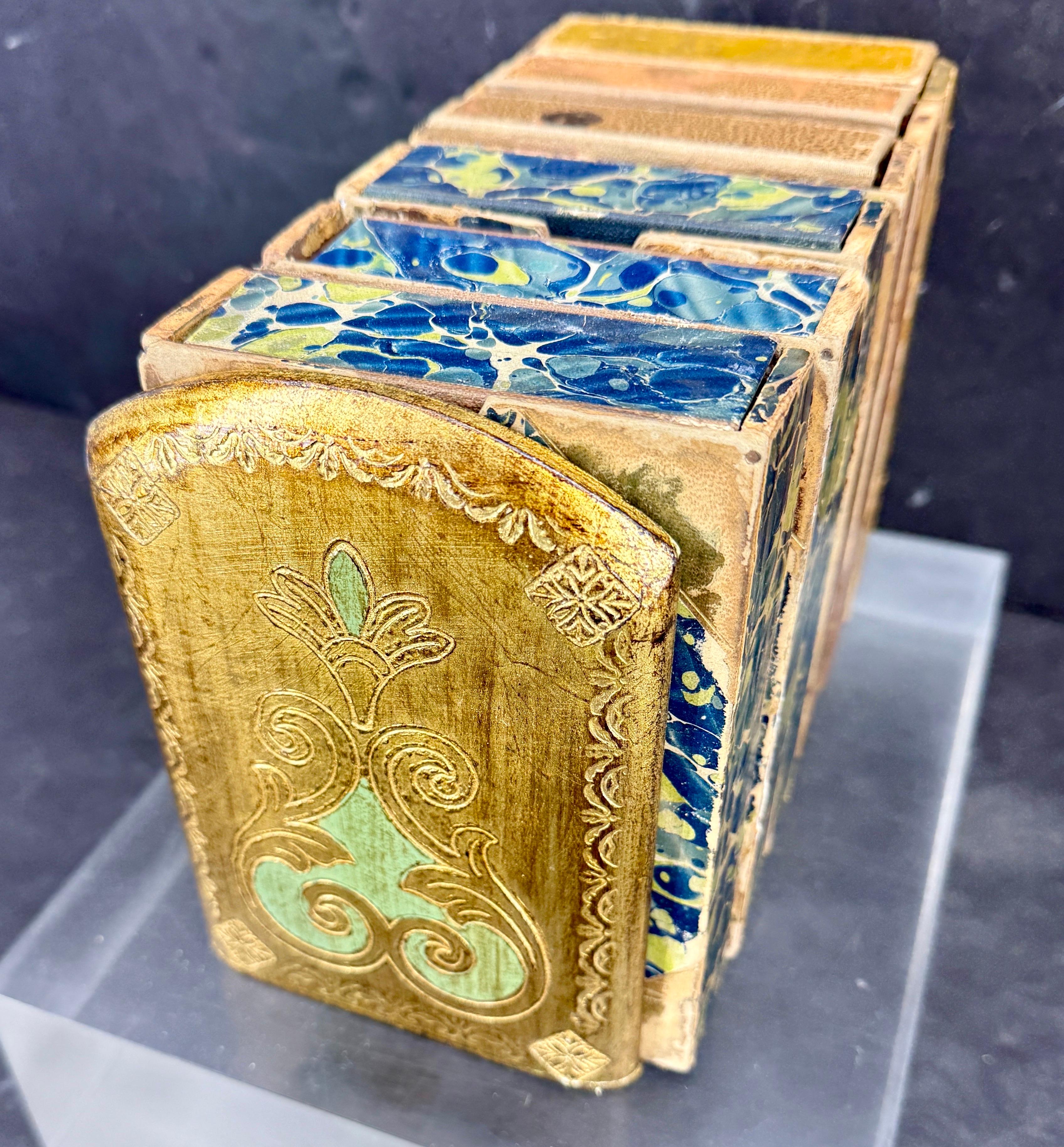 20th Century Pair of Italian Florentine Gold Gilt Wood Bookends Mid-Century Modern For Sale
