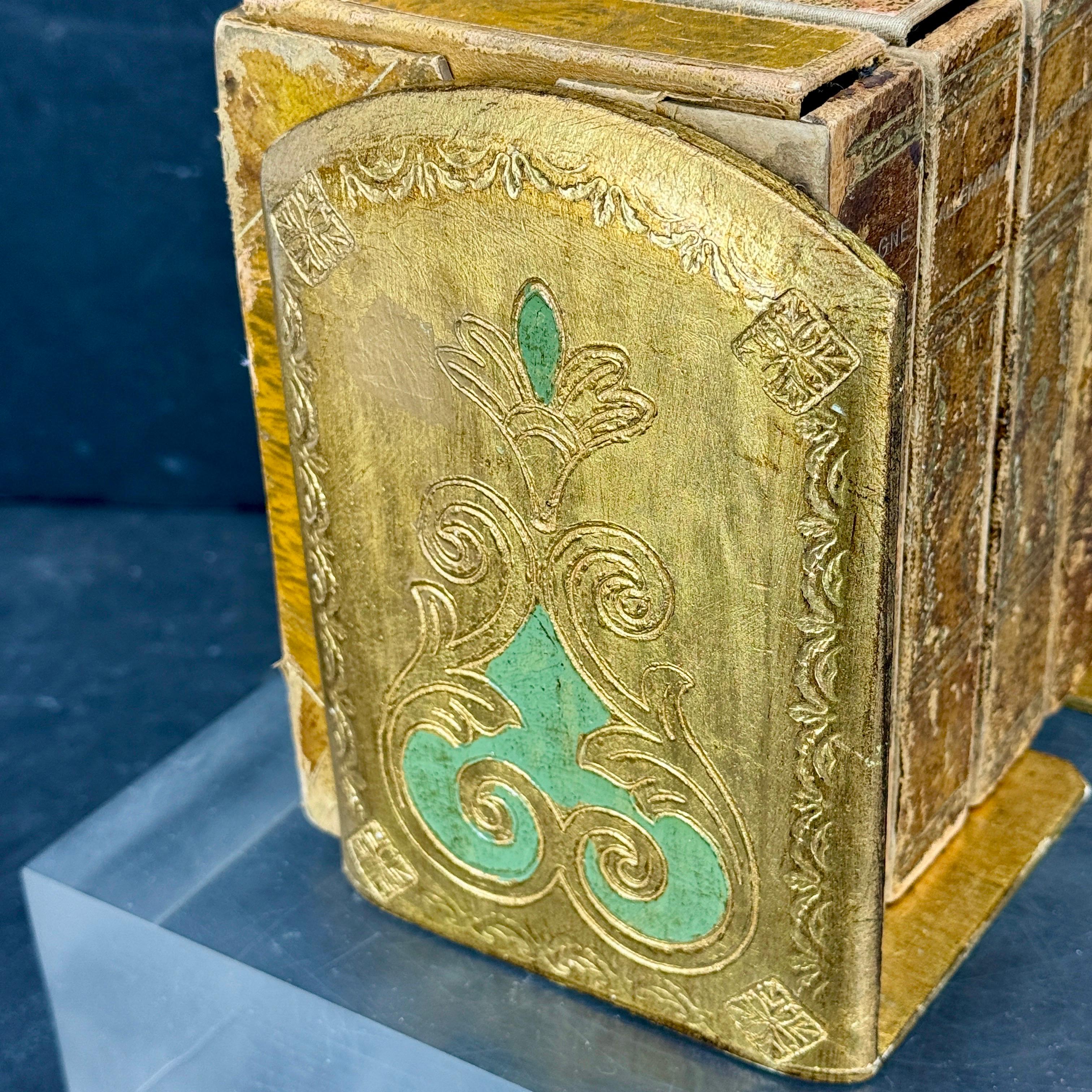 Pair of Italian Florentine Gold Gilt Wood Bookends Mid-Century Modern For Sale 5