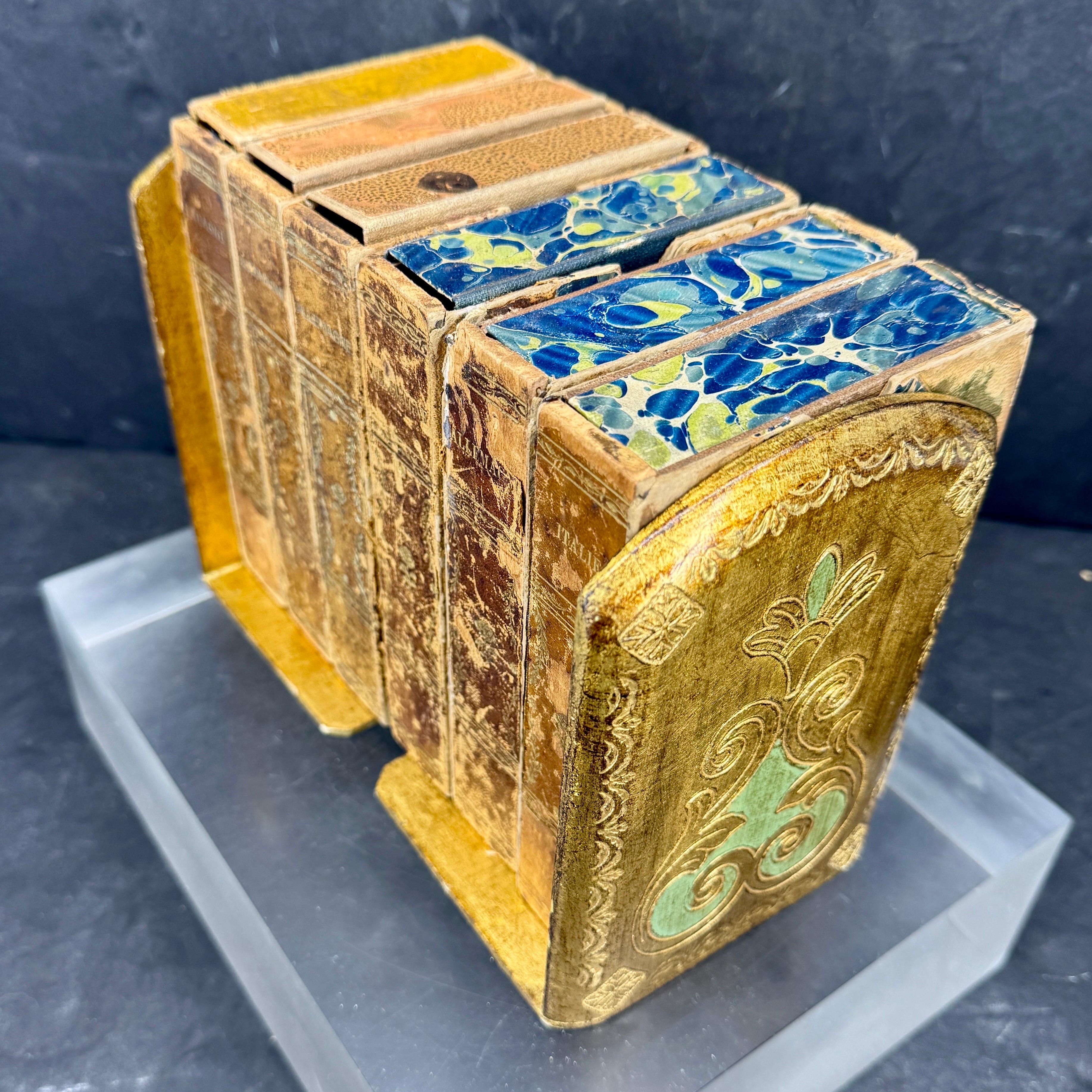 Pair of Italian Florentine Gold Gilt Wood Bookends Mid-Century Modern For Sale 12