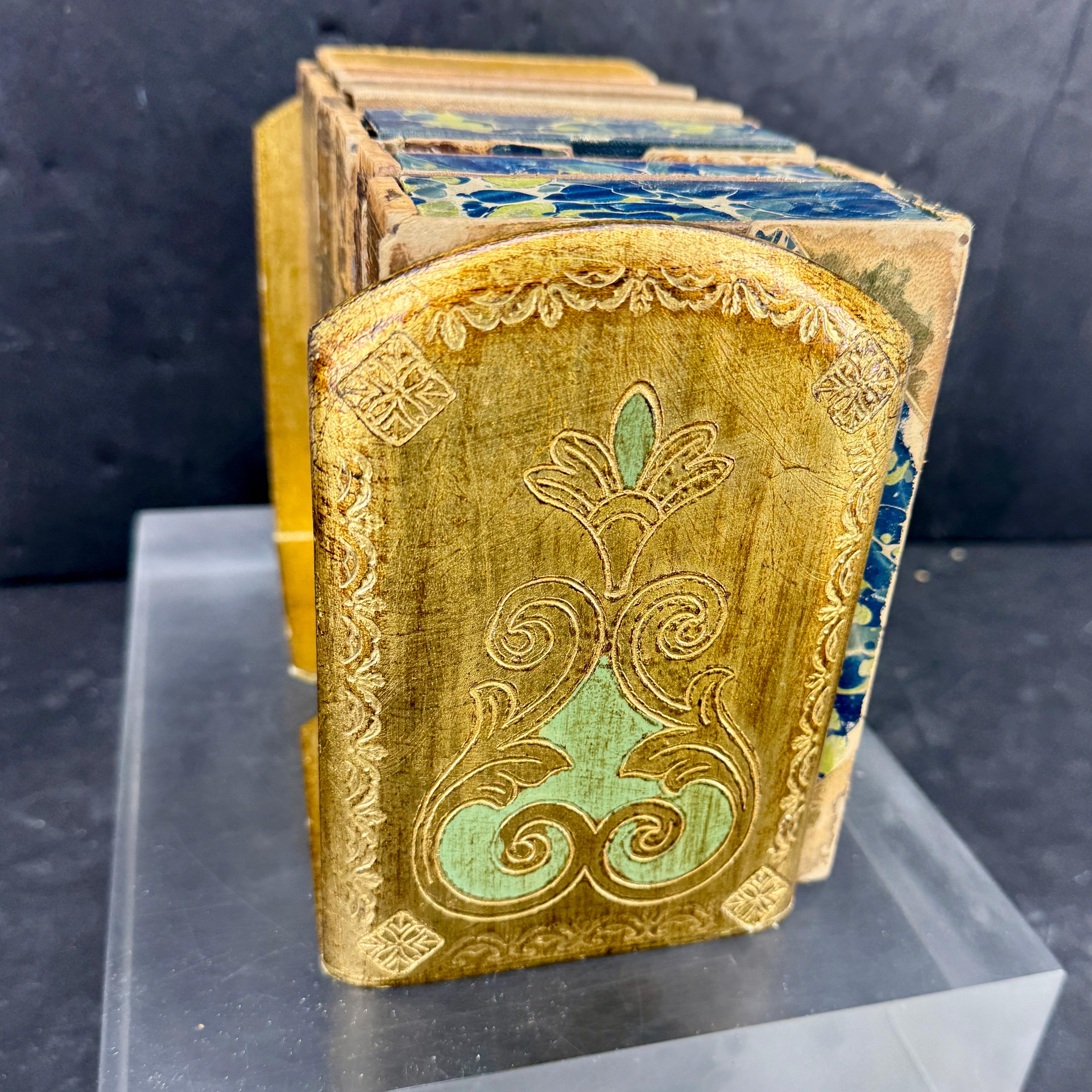 Pair of Italian Florentine Gold Gilt Wood Bookends Mid-Century Modern For Sale 13