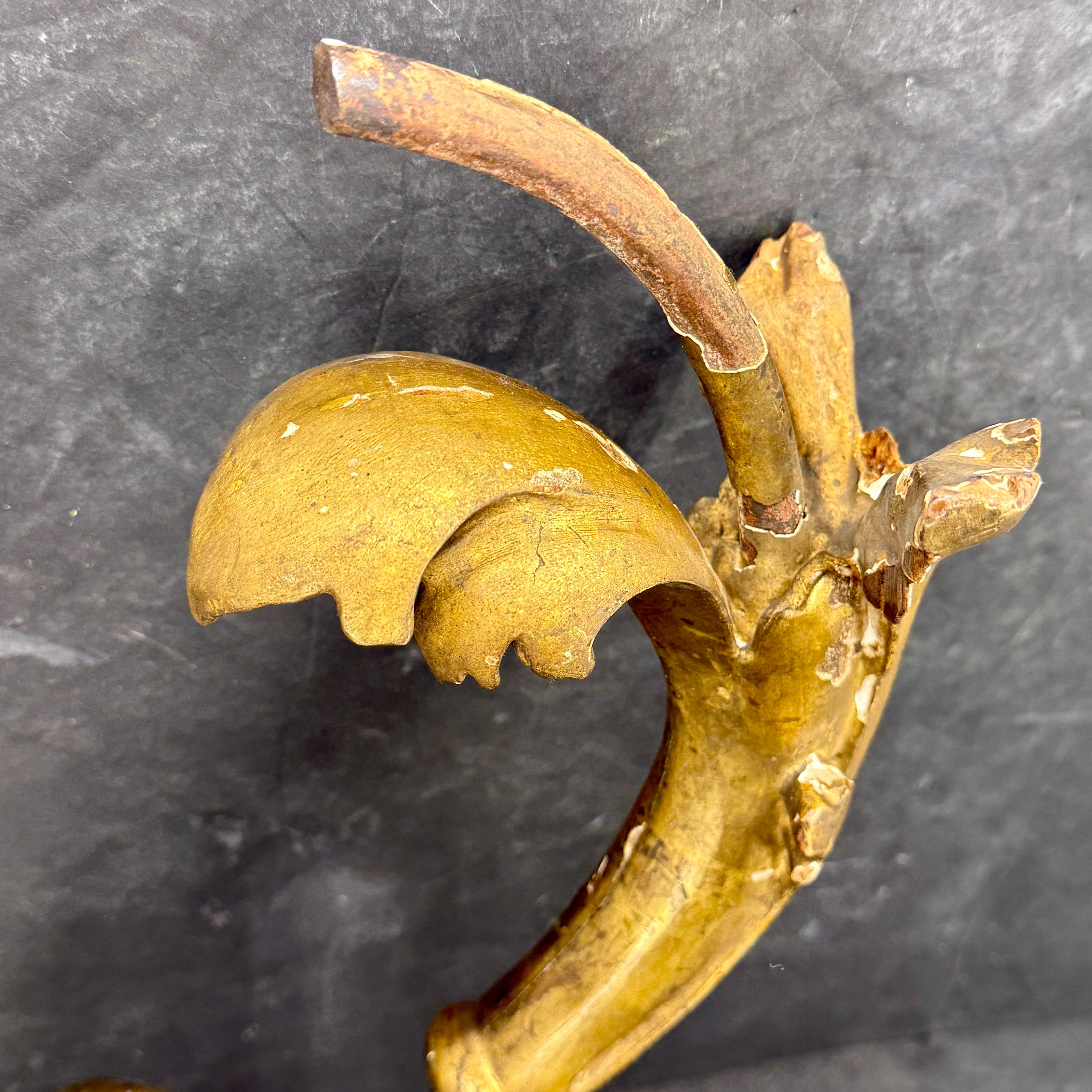 19th Century Gilt Metal Fragment Architectural Sculpture, France In Fair Condition For Sale In Haddonfield, NJ